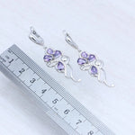 Amethyst Earrings Plant Flower Shape