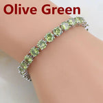 Bridal Red Garnet White Zircon Created Jewelry 925 SilverOlive Green21cm