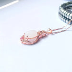 Water Drop Shaped Jade Pendant Rose Gold Color NecklaceNecklace