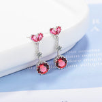 Ruby and Sapphire Heart Shape Gemstones Dangle Drop EarringsEarringsRuby