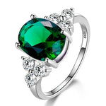 S925 Silver Oval Zircon Ring – Women's Wedding JewelryEmerald7