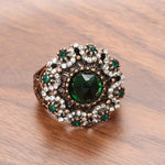 Vintage Green Natural Stone Antique Rings For Women