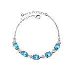 Blue Topaz Bracelet Aquamarine 925 Sterling Silver Charm Bracelets