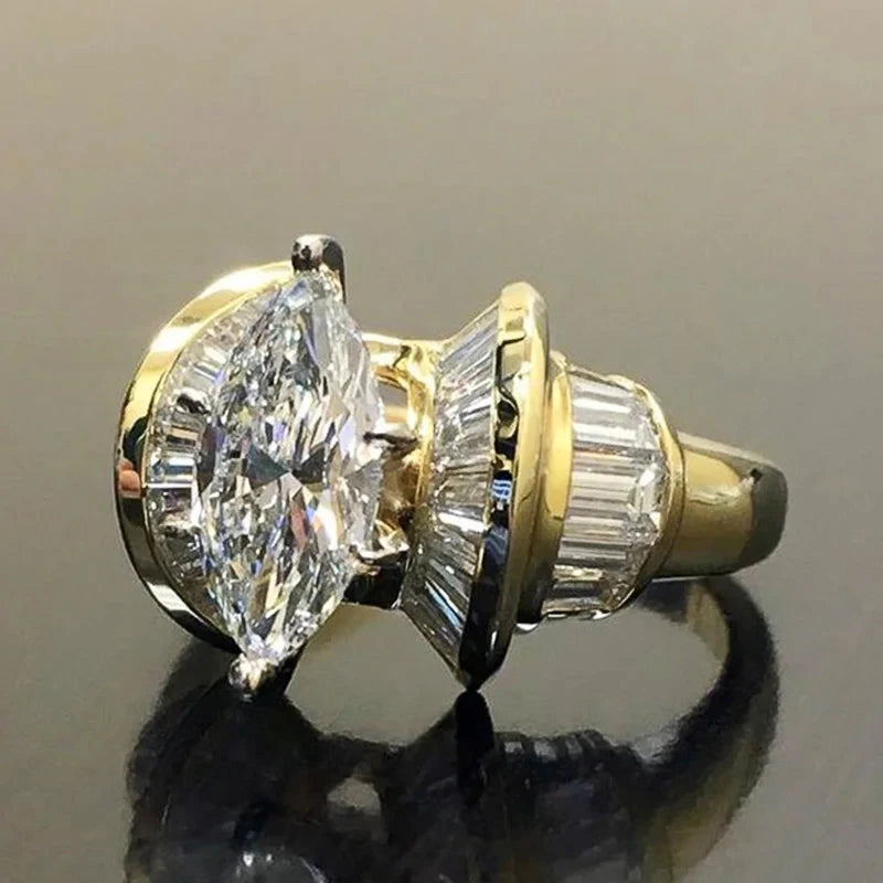 Huitan Gold Marquise CZ Women's Party Ring