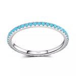 Tibetan Silver Classic Exquisite Circle Turquoise Charm RingTurquoise8