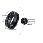 Black Fidget Spinner Chain Ring for MenMen's Ring