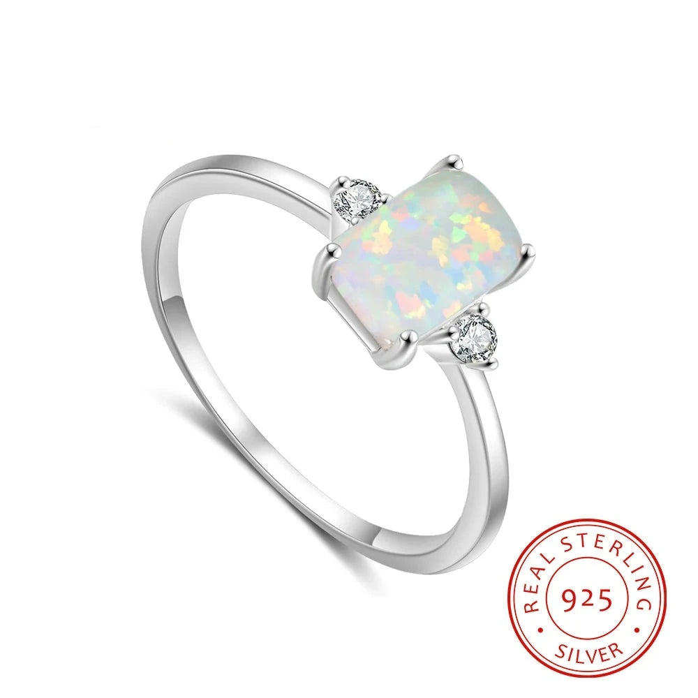 Rectangular Opal 925 Sterling Silver RingCHINA6