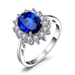 Cellacity Classic Oval Sapphire Ring for Women Flower shape Silver 925 Jewelry Gemstones Engagement Gift Wholesale Size 5-10