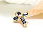 Sapphire Gemtsones Blue Crystal Cross Pendant Necklaces