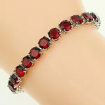 Bridal Red Garnet White Zircon Created Jewelry 925 Silver