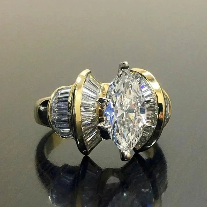 Huitan Gold Marquise CZ Women's Party Ring