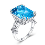 Punk Turquoise Ring For Women Solid 925 Sterling SilverAntique SilverBlue Topaz