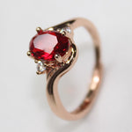 Oval Shape Ruby Rose Gold Resizable RingRing