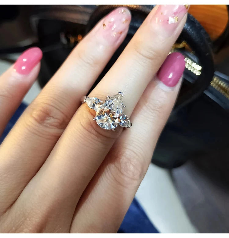 Crystal Water Drop Rings for Women
