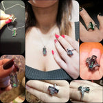 Rectangular Stone Ring/Necklace Set Novel Design