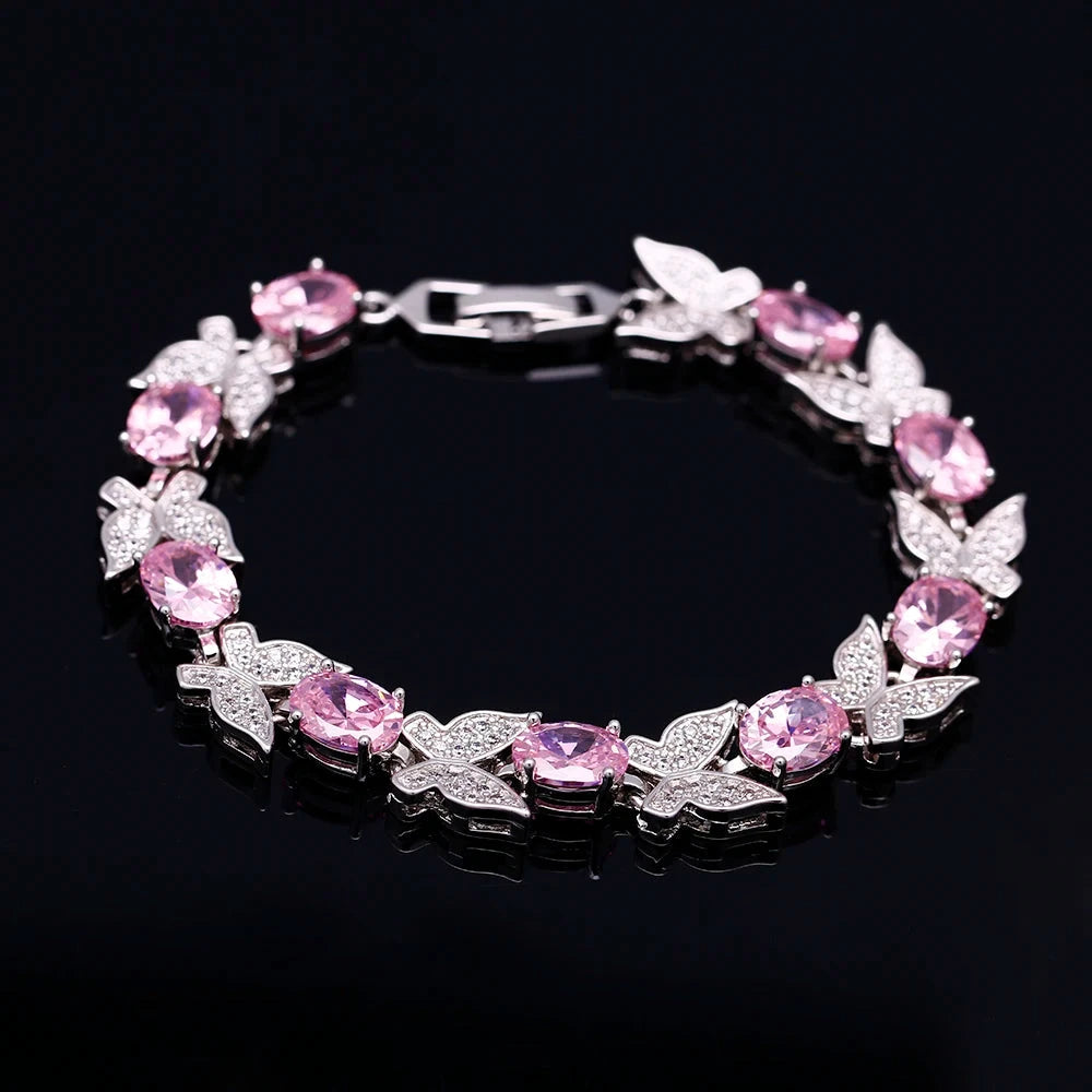 New Luxury Butterfly Bracelets for Women Aquamarine Charm Bracelets