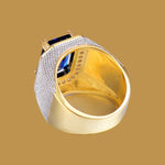 Elegant Men's Ring Silver 925 Jewelry Rectangle Sapphire Gemstones