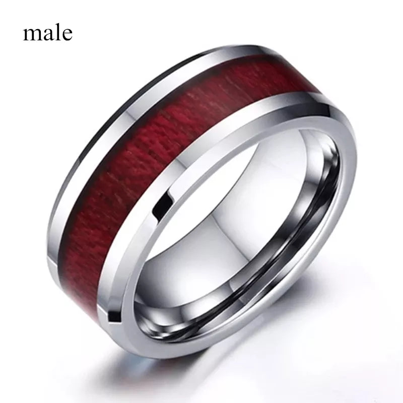 Heart Garnet Ring Men Stainless Steel Wedding Engagement BandMale6