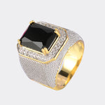 Elegant Men's Ring Silver 925 Jewelry Rectangle Sapphire Gemstones