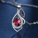 Galant 925 Sterling Silver Ruby NecklacesRed40cm