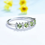 Peridot and Garnet Gemstones with Moissanite 925 Sterling Silver RingRing