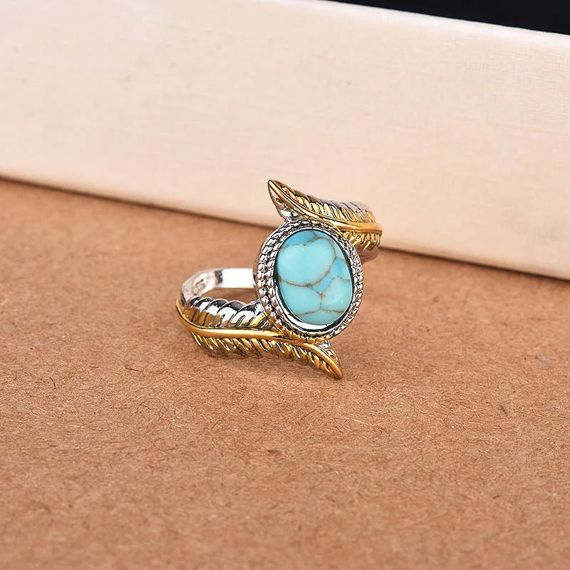 Finger Rings 925 Silver Jewelry with Turquoise Gemstone