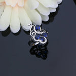 Elegant 925 Bridal Jewelry Set Blue Sapphire White Crystal Costume for Women