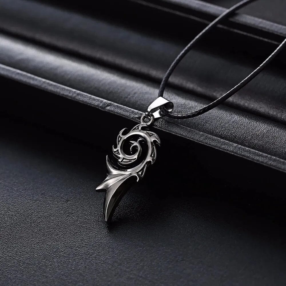 Dragon Flame Titanium Stainless Steel Leather Chain Pendant NecklaceNecklace1