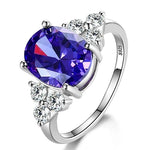 S925 Silver Oval Zircon Ring – Women's Wedding JewelryAmethyst6