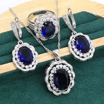 Blue Sapphire 925 Sterling Silver Jewelry set for Women3pcs9