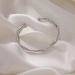 Unisex Twisted Metal Cuff BraceletImitation Rhodium Plated