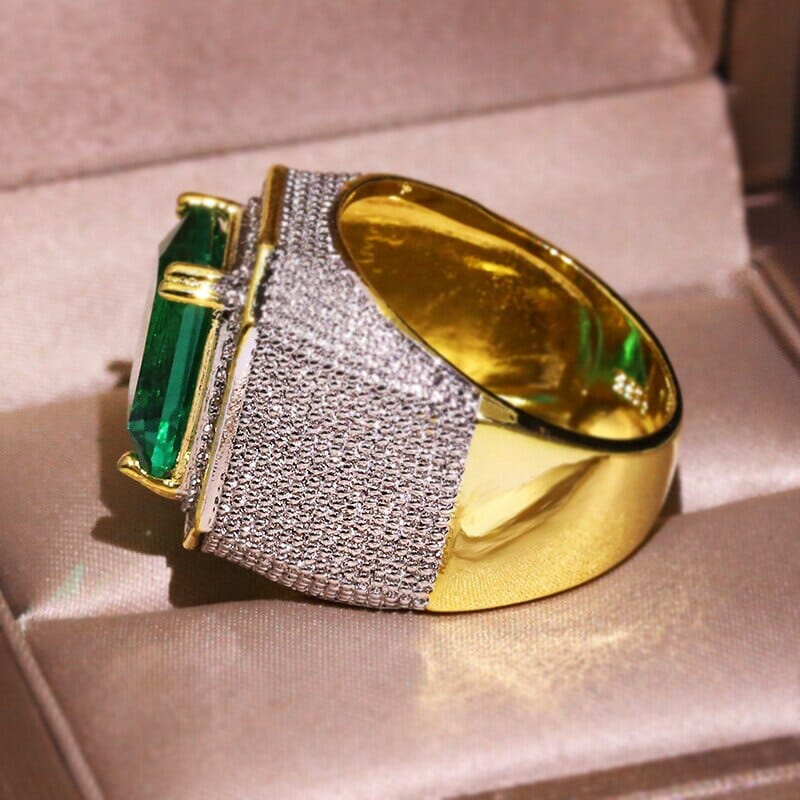 Yellow Gold Square Cut Emerald RingRing