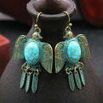 Ethnic Turquoises Dangle Earrings Antique Bronze Pigeon EarringStyle 1