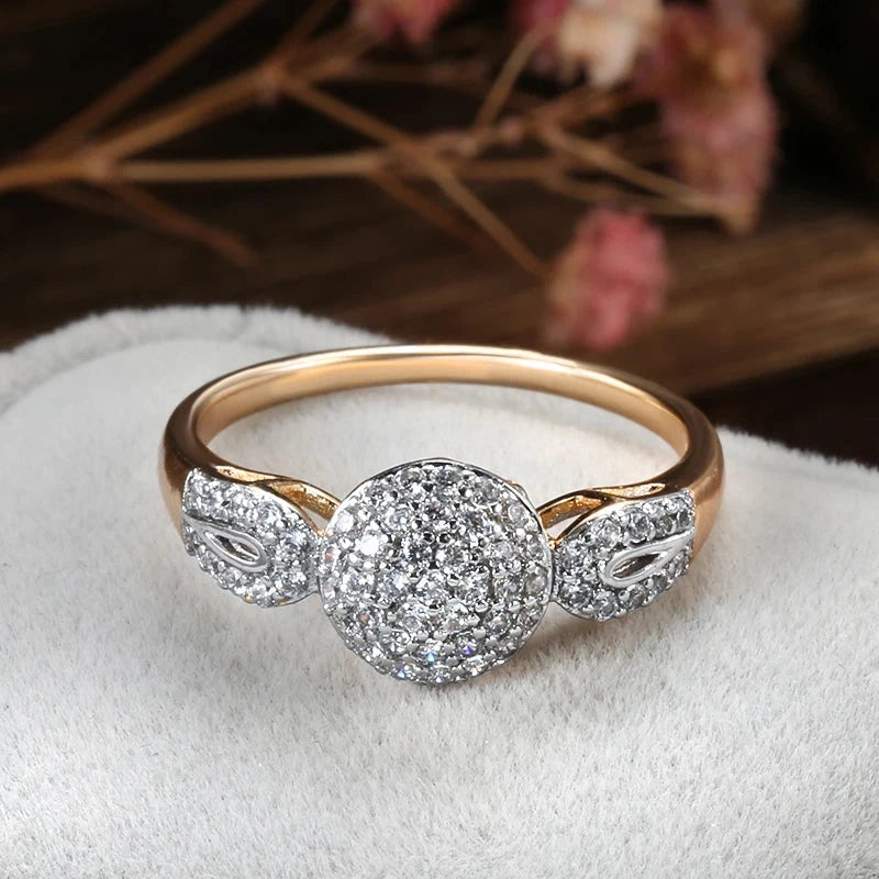 Luxury Natural Zircon Ring for Women – 585 Rose Gold & Silver
