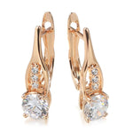 585 Rose Gold Simple Drop Earrings with White ZirconROSE GOLD COLOR