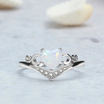 925 Silver Jewelry Heart Shape Created Opal Zircon Gemstone Finger Ring