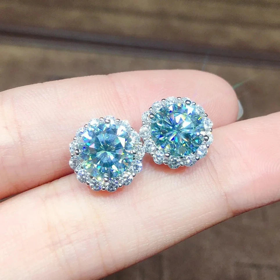 Flower 1ct Aquamarine Stud Earring