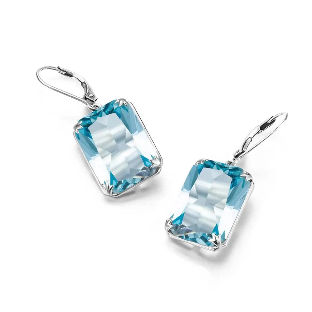 Viking Blue Aquamarine Earrings 13*18mm Rectangle Gemstones