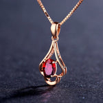 Retro Oval Shaped Ruby and Sapphire Gemstone Pendant NecklaceNecklace