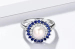 7mm Freshwater Pearl and Sapphire 925 Sterling Silver RingRing