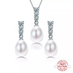 Natural Freshwater Pearl 925 Sterling Silver Jewelry SetJewelry SetsWhite
