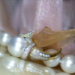 Elegant Pearl Gold Color Wedding Rings