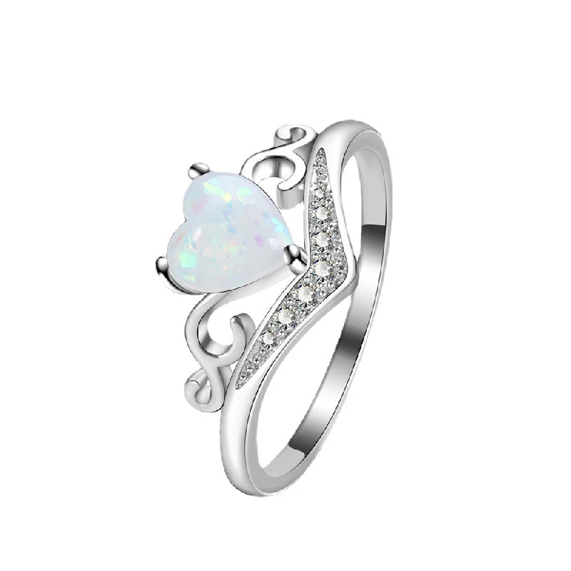 925 Silver Jewelry Heart Shape Created Opal Zircon Gemstone Finger Ringsame as photo9