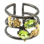 Aquamarine Green Peridot Gift for Sister Black Gold Silver Ringsperidot6