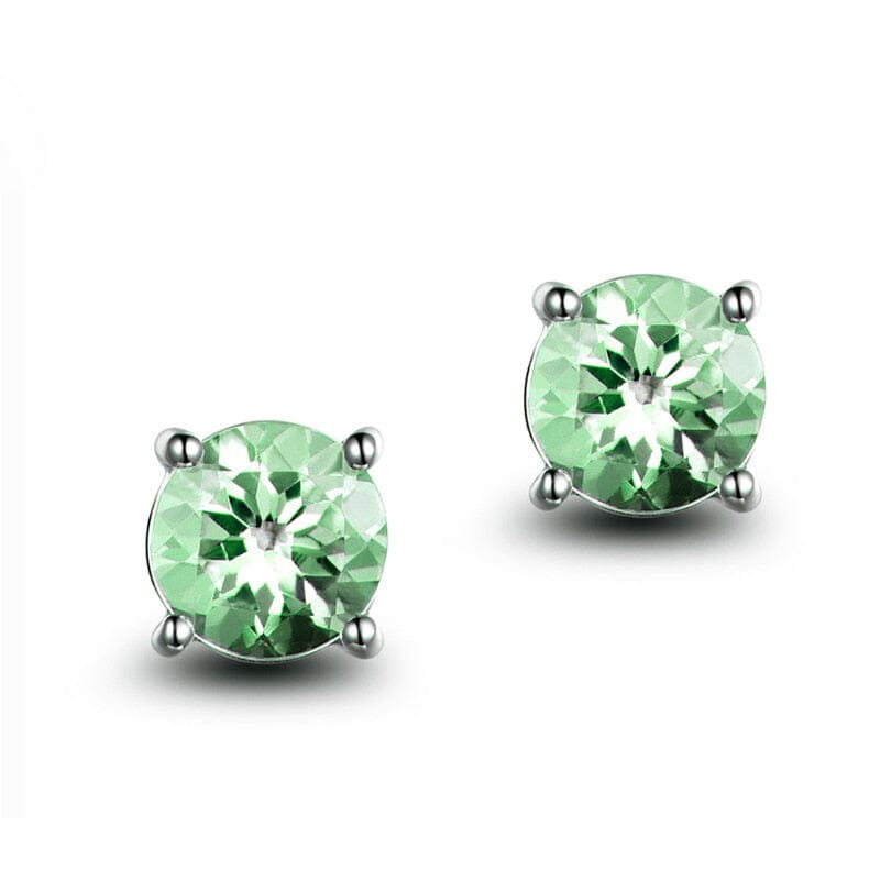 Round Shaped Gemstone Stud EarringsEarringsgreen