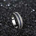 925 Sterling Silver Ring with Round Sapphire Zircon Gemstoneblue6