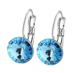 Sea Blue Crystal Hoop Earrings for Women, 9 Color Options