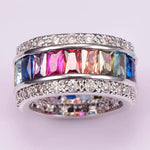 Multi Color Crystal Zircon Ring 925 Sterling Silver