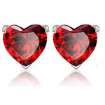 Red Garnet Heart High-grade Zircon Crystal Earrings