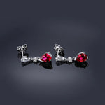 1.9ct Pear Red Ruby 925 Sterling Silver Drop Earrings